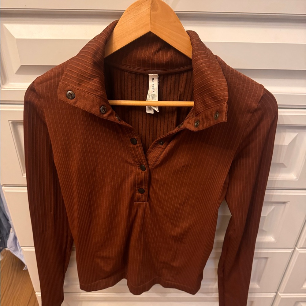 Athleta Ribbed Long Sleeve Snap Henley